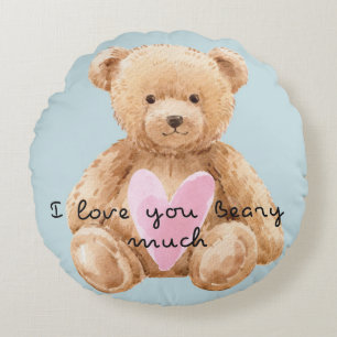 Cute Teddy Bear I Love You Beary Much Pillow