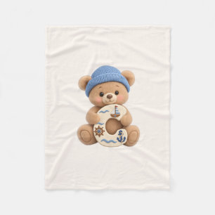 Cute Teddy Bear Initial C Sailor Baby Boy Blanket