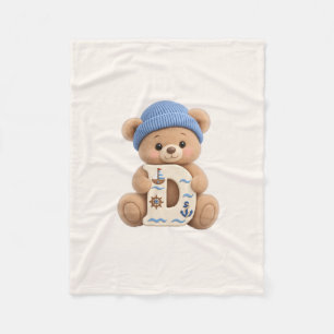 Cute Teddy Bear Initial D Sailor Baby Boy Blanket