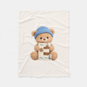 Cute Teddy Bear Initial E Sailor Baby Boy Blanket