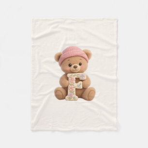 Cute Teddy Bear Initial F Baby Girl Blanket