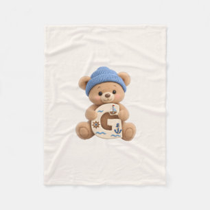 Cute Teddy Bear Initial G Sailor Baby Boy Blanket
