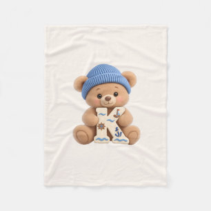Cute Teddy Bear Initial K Sailor Baby Boy Blanket