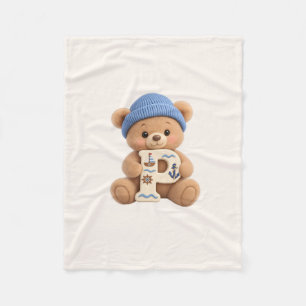 Cute Teddy Bear Initial P Sailor Baby Boy Blanket
