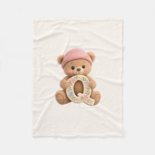 Cute Teddy Bear Initial Q Baby Girl Blanket