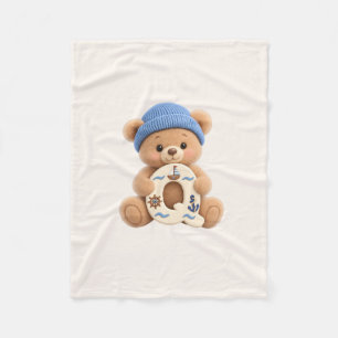 Cute Teddy Bear Initial Q Sailor Baby Boy Blanket