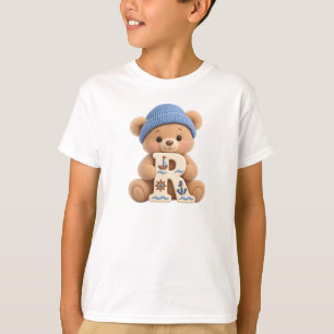 Cute Teddy Bear Initial R Sailor Boys T-Shirt