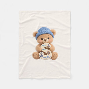 Cute Teddy Bear Initial S Sailor Baby Boy Blanket