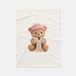 Cute Teddy Bear Initial Y Baby Girl Blanket