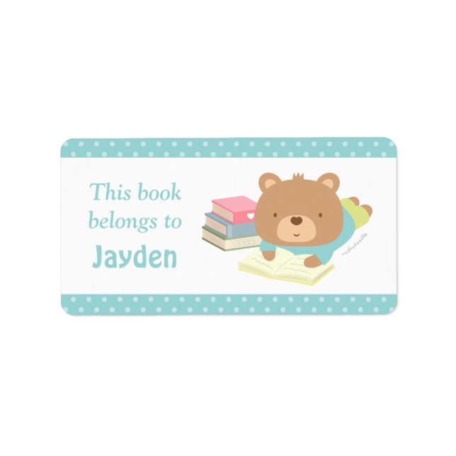 Cute Teddy Bear Kids Book Labels (Front)