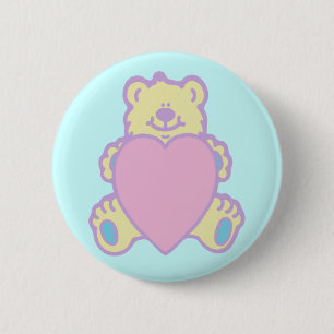 Cute Teddy Bear Love Heart 2 Inch Round Button
