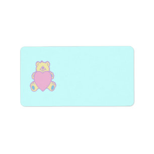 Cute Teddy Bear Love Heart Label