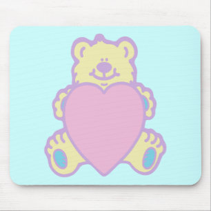 Cute Teddy Bear Love Heart Mouse Pad