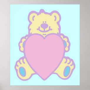 Cute Teddy Bear Love Heart Poster