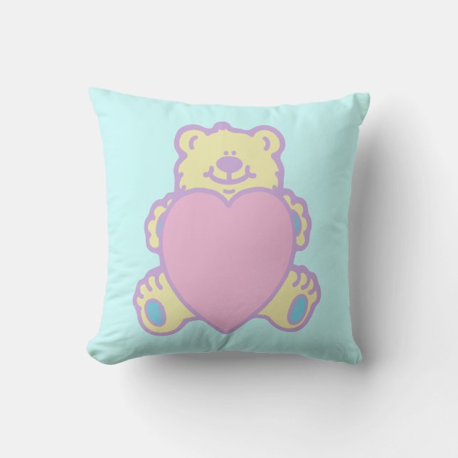 Cute Teddy Bear Love Heart Throw Pillow (Front)