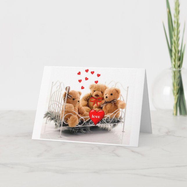 Cute Teddy Bear "Love You" Valentine's Day Card (Front)
