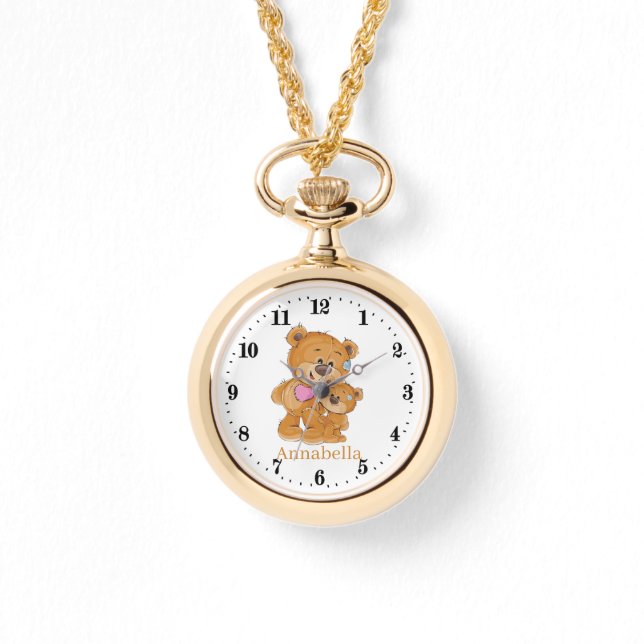 Cute Teddy Bear lovers add name Watch (Front)