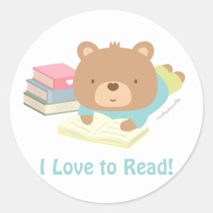 Cute Teddy Bear Loves To Read For Kids Classic Round Sticker