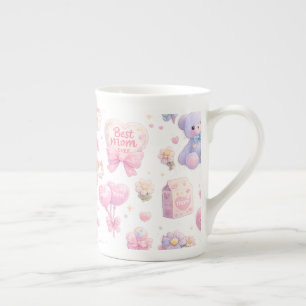 Cute Teddy Bear Mom Clipart Bundle Bone China Mug