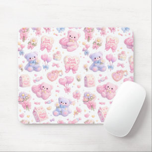 Cute Teddy Bear Mom Clipart Bundle   Pastel Waterc Mouse Pad
