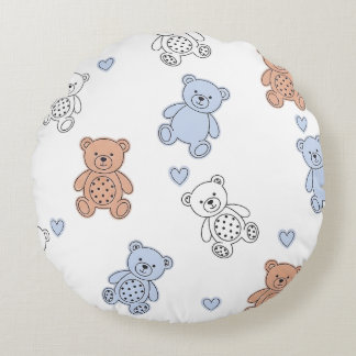 Cute Teddy Bear Nursery Round Pillow