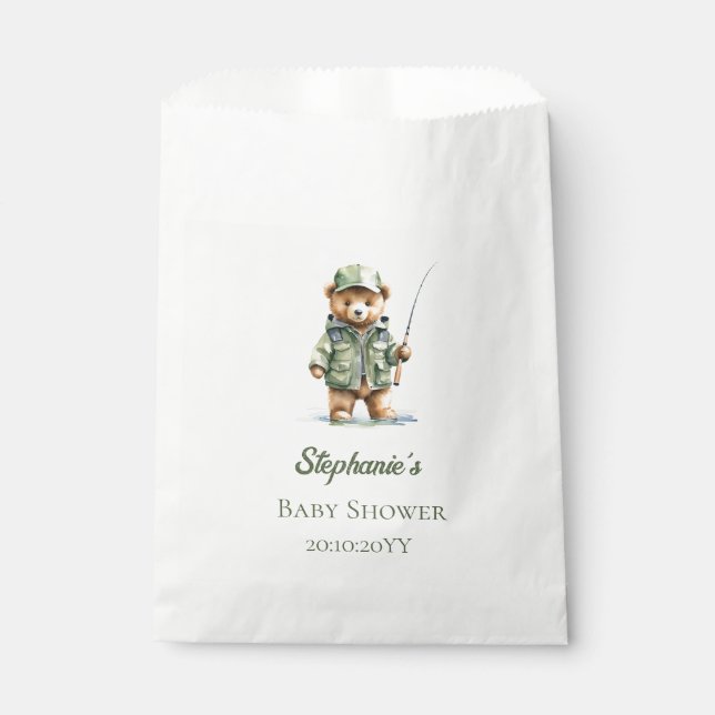 Cute Teddy Bear Oh Boy Fisherman Baby Shower Favour Bag (Front)