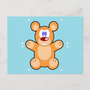 cute teddy bear on blue postcard