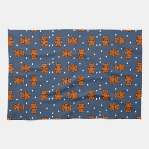Cute teddy bear on polka dot kitchen towel