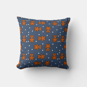 Cute teddy bear on polka dot throw pillow