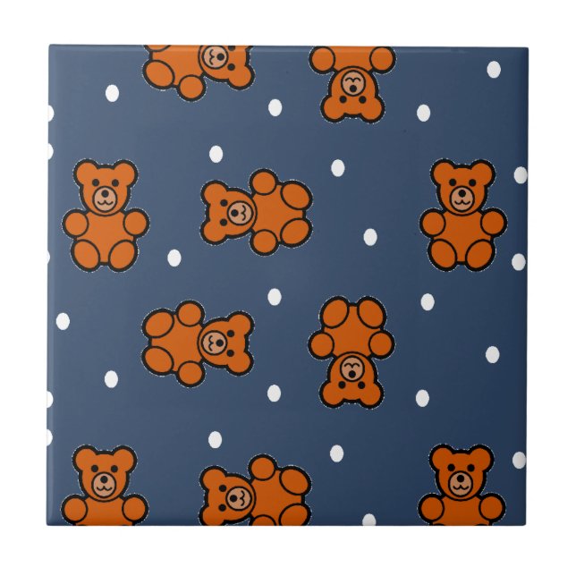 Cute teddy bear on polka dot tile (Front)