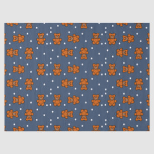 Cute teddy bear on polka dot tissue paper