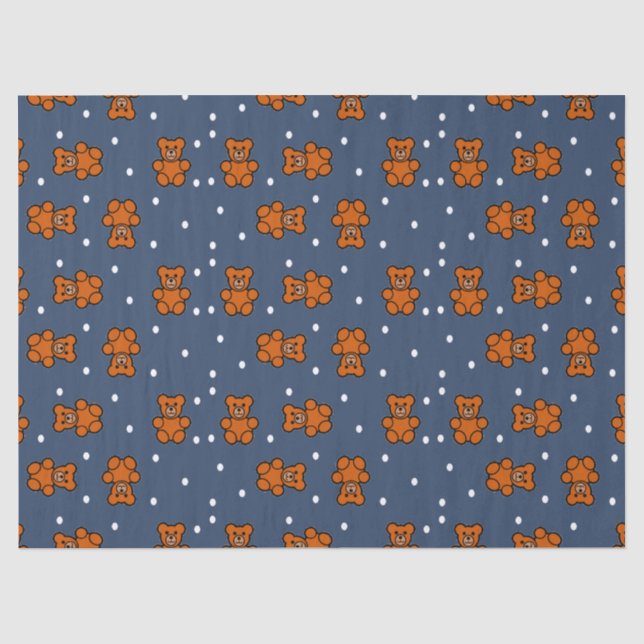 Cute teddy bear on polka dot tissue paper (Front)