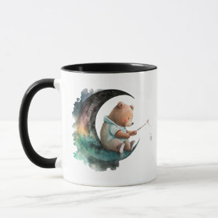 Cute Teddy Bear on the Moon, Plush Cartoon Bear Mug