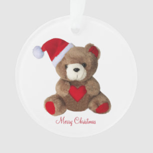 Cute teddy bear on white ornament