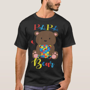 Cute Teddy Bear PaPa Bear Autism Father Puzzle Ba T-Shirt