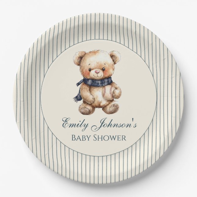 Cute Teddy Bear Paper Plate (Front)