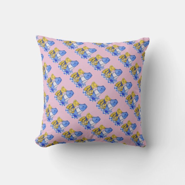 cute teddy bear pattern for kids throw pillow (Front)