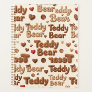Cute Teddy Bear Pattern Spiral Notebook & Journal Planner