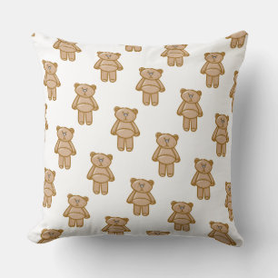 Cute Teddy Bear Pattern Throw Pillow