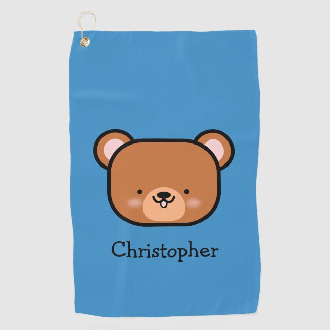 Cute Teddy Bear Personalized  Golf Towel (Front)