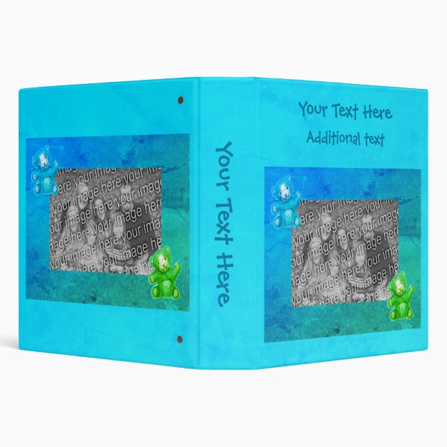 Cute Teddy Bear Personalized Photo  Binder (Background)