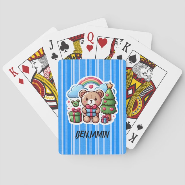 Cute Teddy Bear Personalized Playing Cards (Back)