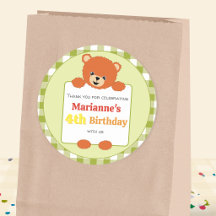 Cute Teddy Bear Picnic Birthday Party Gingham Clas