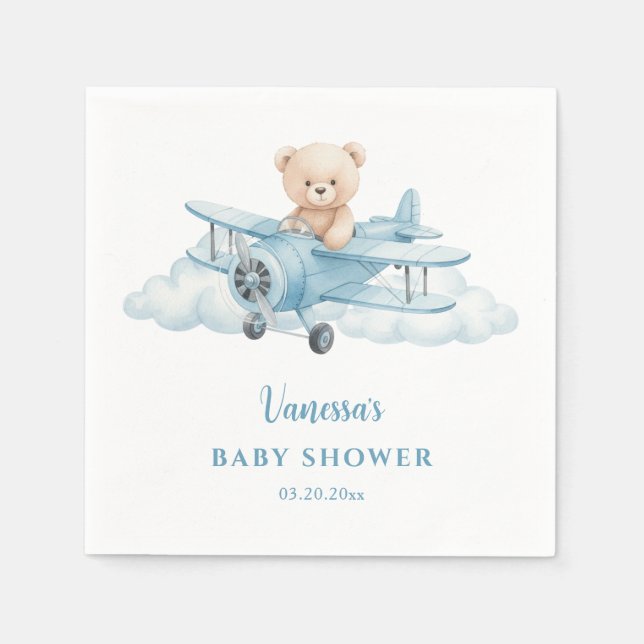 Cute Teddy Bear Pilot Paper Napkin (Front)