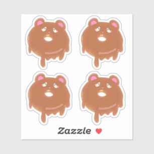 Cute Teddy Bear Pink Donut Custom Sticker 