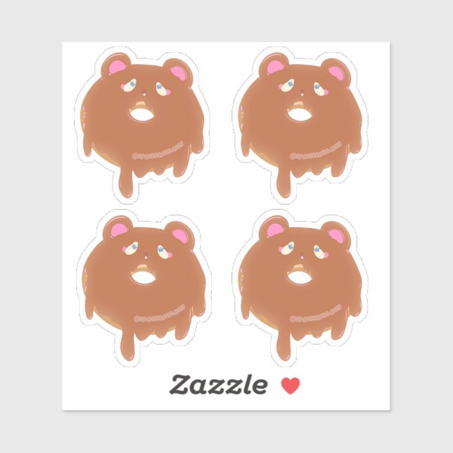 Cute Teddy Bear Pink Doughnut Custom Sticker  (Sheet)