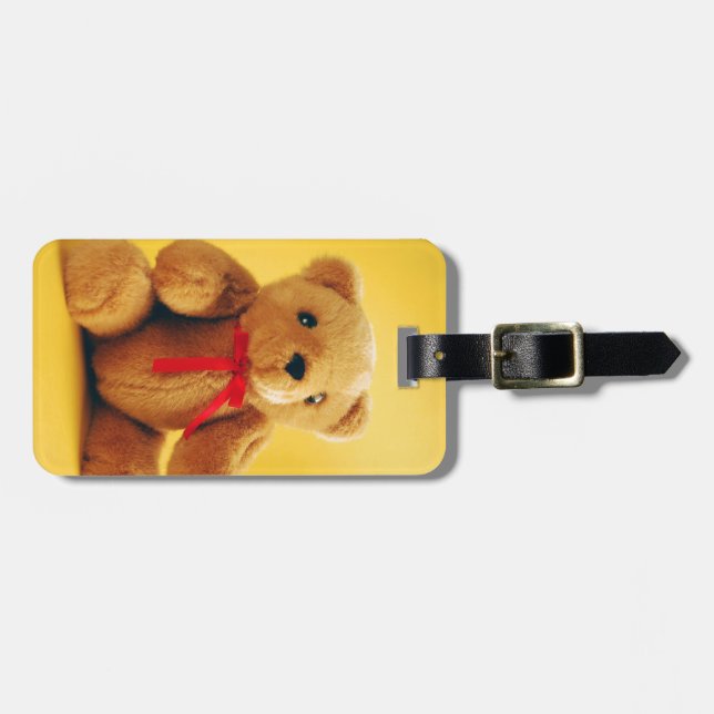 Cute teddy bear print luggage tag (Front Horizontal)