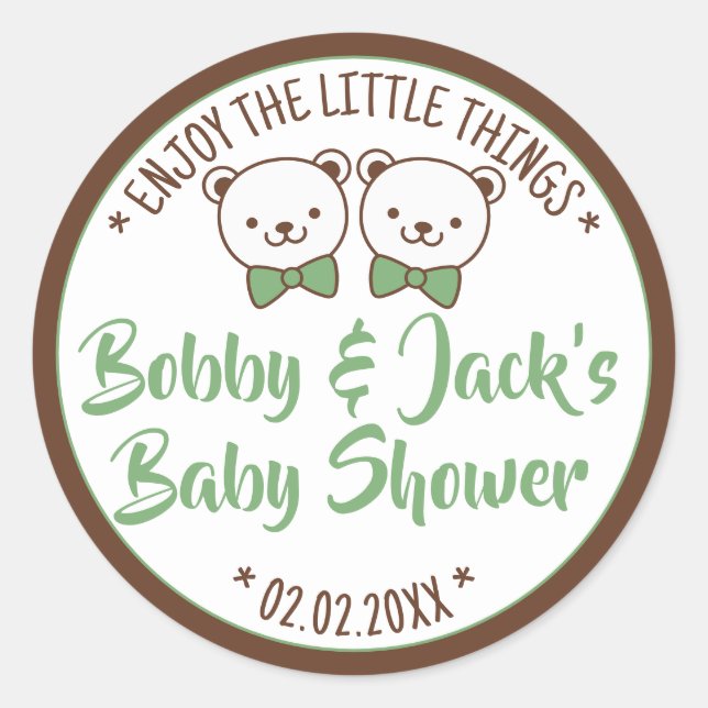 Cute Teddy Bear Rustic Nostalgic Baby Shower Gifts Classic Round Sticker (Front)
