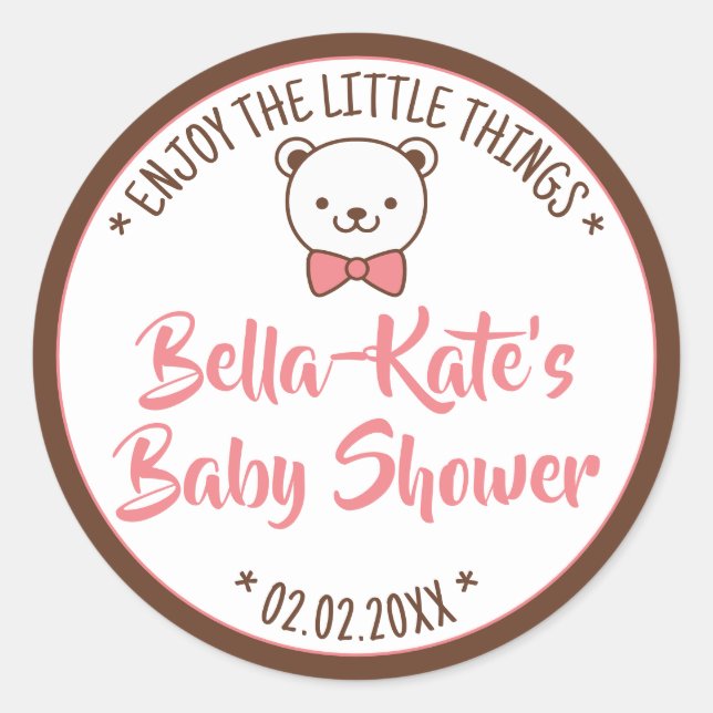 Cute Teddy Bear Rustic Nostalgic Baby Shower Gifts Classic Round Sticker (Front)