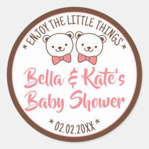 Cute Teddy Bear Rustic Nostalgic Baby Shower Gifts Classic Round Sticker